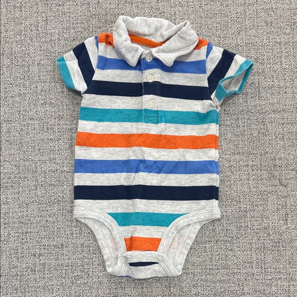 Carter's Striped Bodysuit in Orange, Blue, and Gray